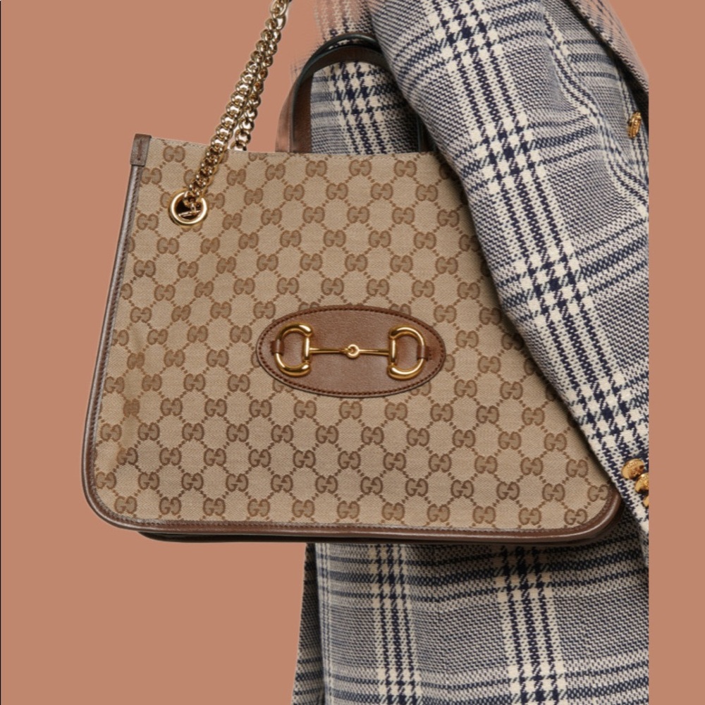 NEW Gucci Horsebit GG Supreme Monogram Canvas Large Top Handle Tote Bag - Picture 4 of 13